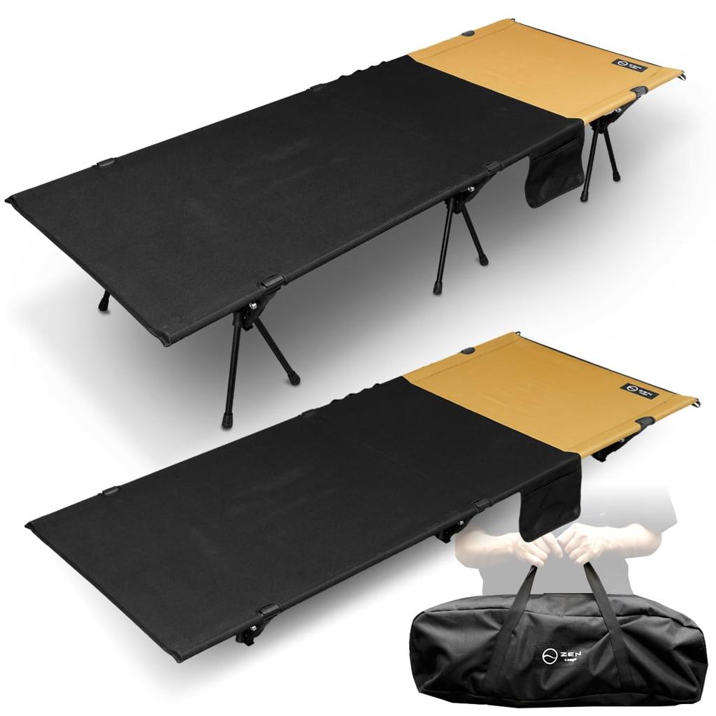 ZEN Camps ZEN BASE COT, 2-Way High/Low Cot, 1000D, Folding Camping Bed, Quiet, Lightweight, Compact, Wide, 150kg Weight Capacity