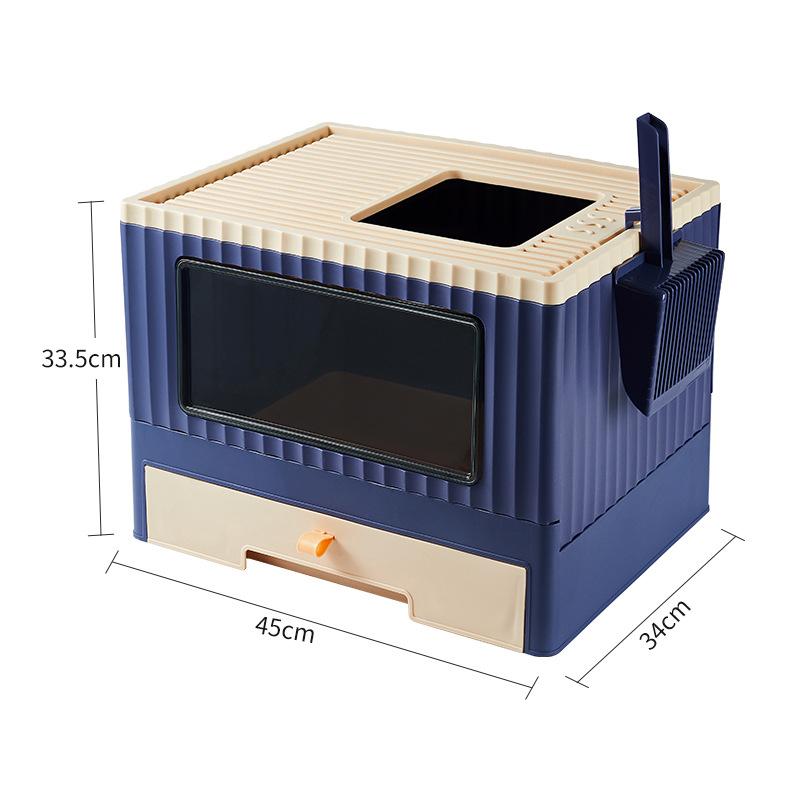 Drawer-type Foldable Cat Litter Box Household Semi-enclosed Anti-odor Cat Toilet Large Cat Poop Basin Potty Pet Supplies