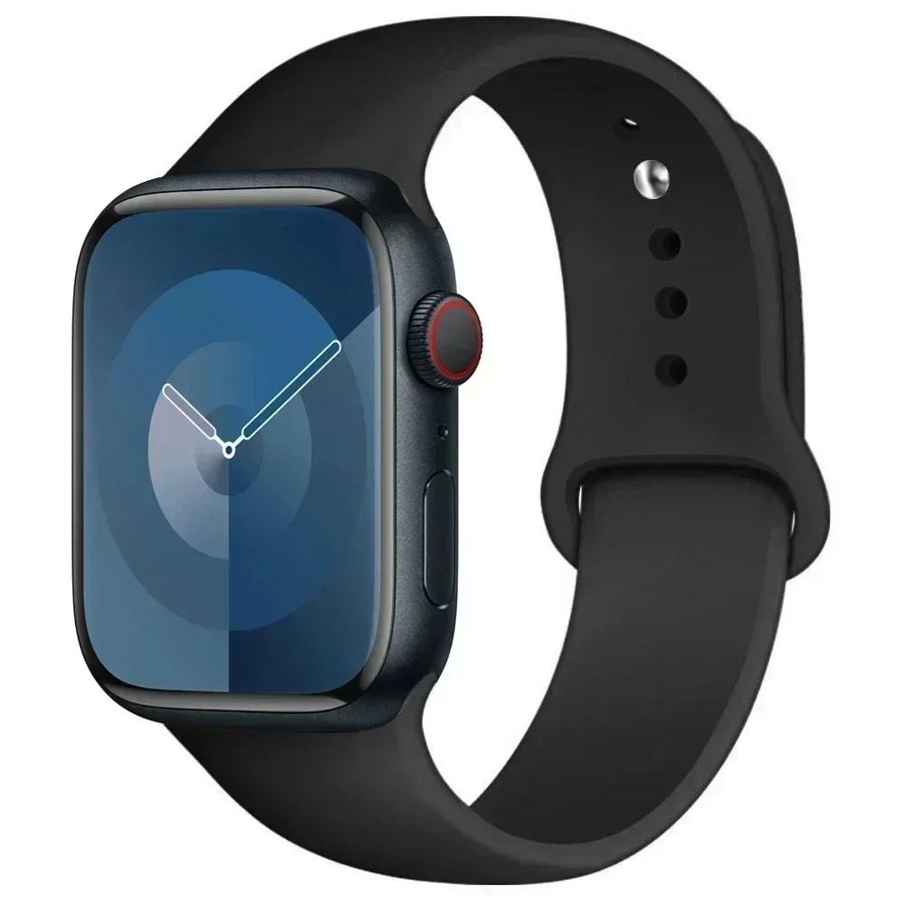 Silicone Band For Apple Watch straps 45mm 44mm 40mm 41mm 42mm-46mm sport bracelet iwatch series 8 7 6 5 4 3 SE 9 10 Ultra 2 49mm