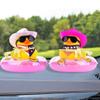 West Cowboy Car Ornaments Yellow Rubber Duck Interior Dashboard Decor Cute Mini Duck Decoration Car Interior Accessories