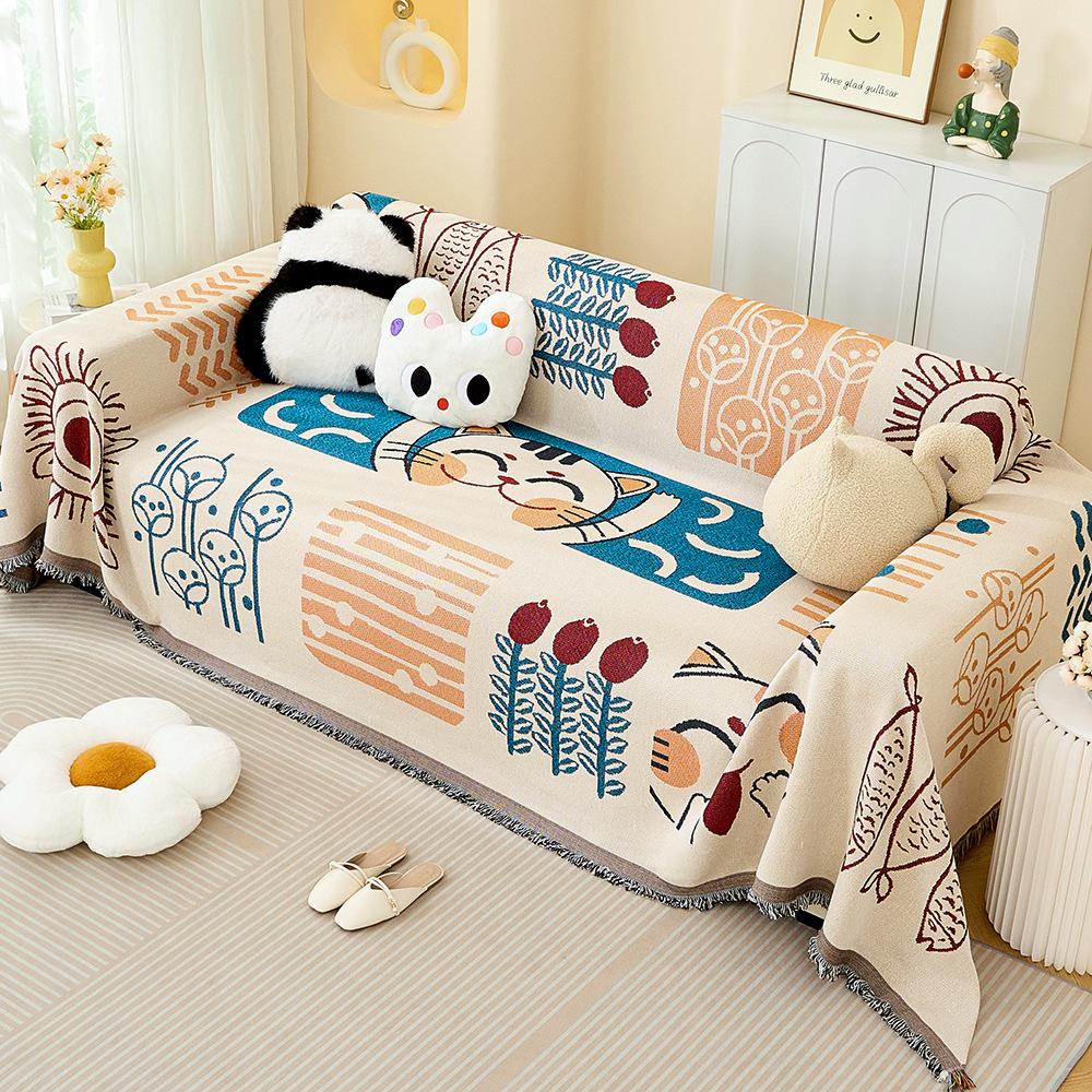 Полотенце для дивана с полным покрытием Ins Cream Wind Cotton Yarn Покрывало для кемпинга Чехол для диванной подушки на все сезоны Универсальный Все включено