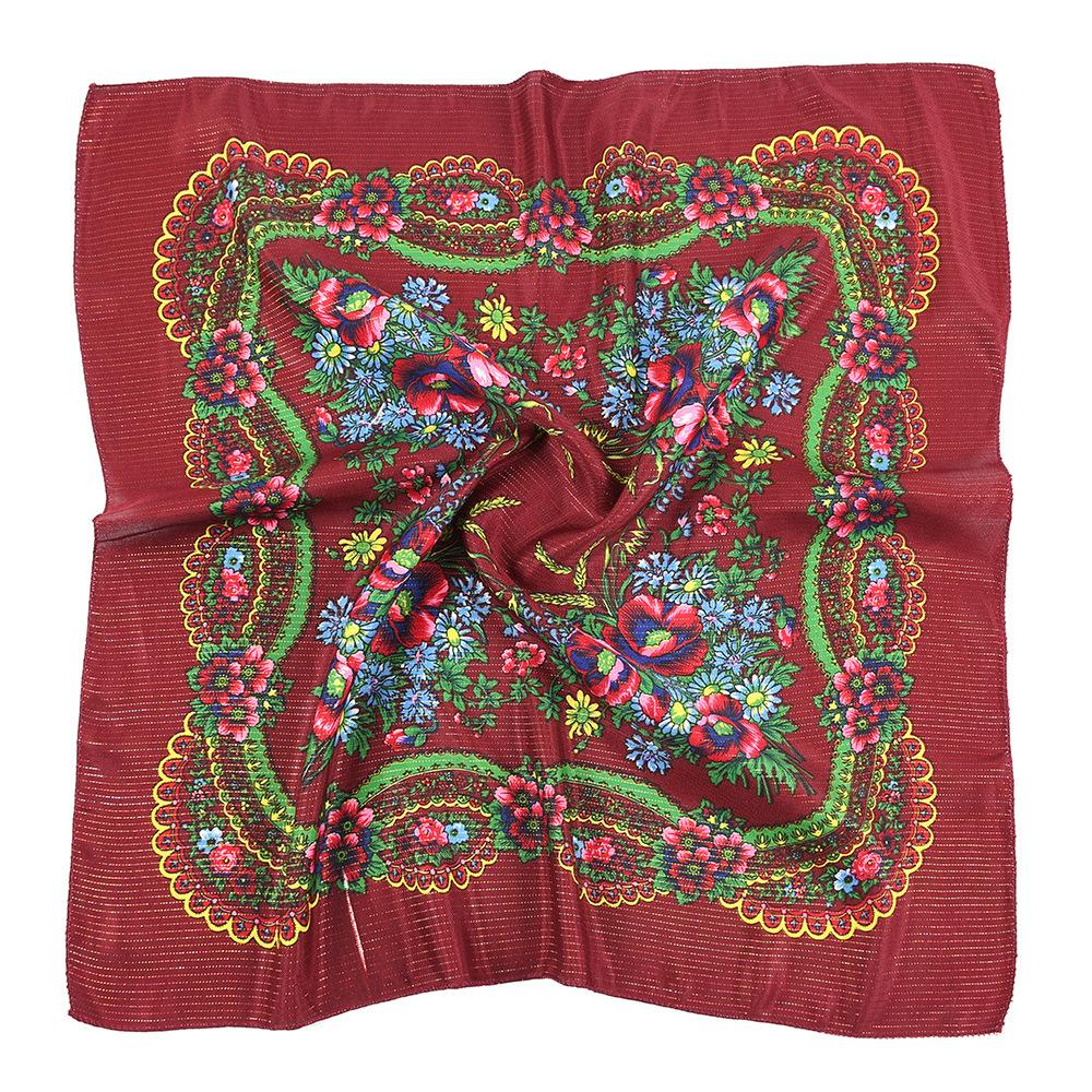 70*70 см золотой нитью с цветочным принтом русский квадратный шарф для женщин