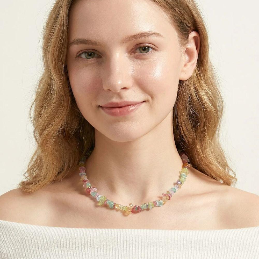 Beaded Turquoises Crystal Choker Irregular Irregular Choker Necklace Crystal Beaded Necklace Gift