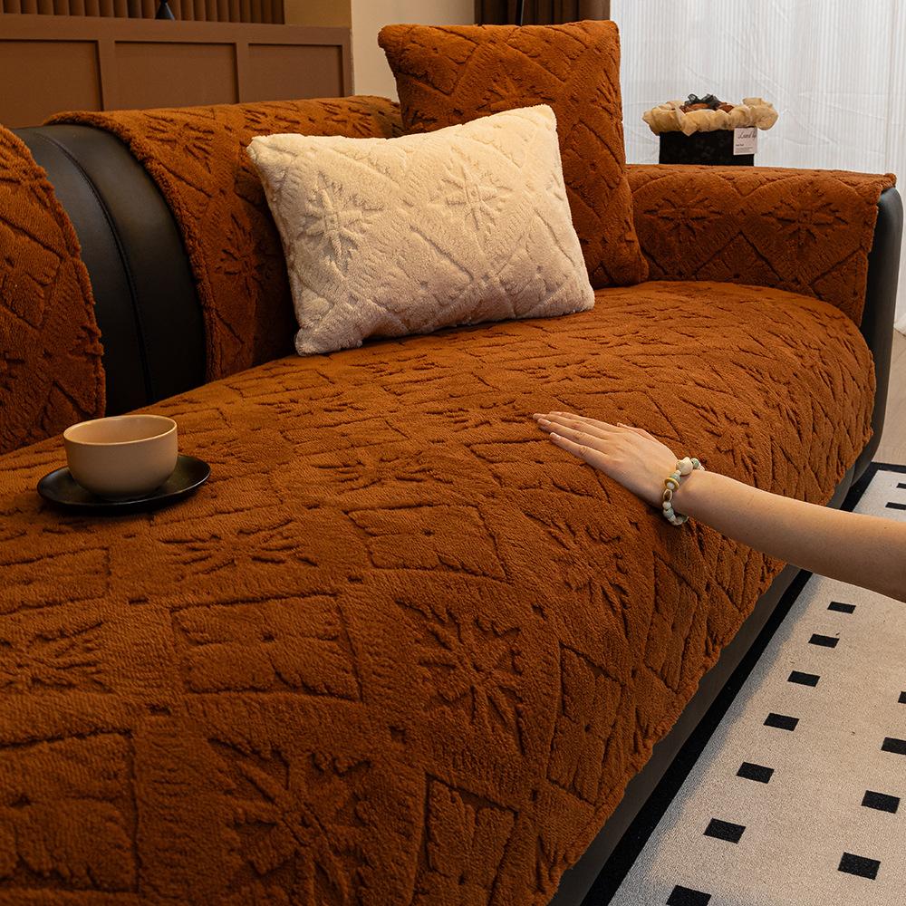 Xingyueshu Cotton Velvet Leather Sofa Cushion Winter Light Luxury High-End Plush Seat Cushion New Sofa Cover Cover Cloth