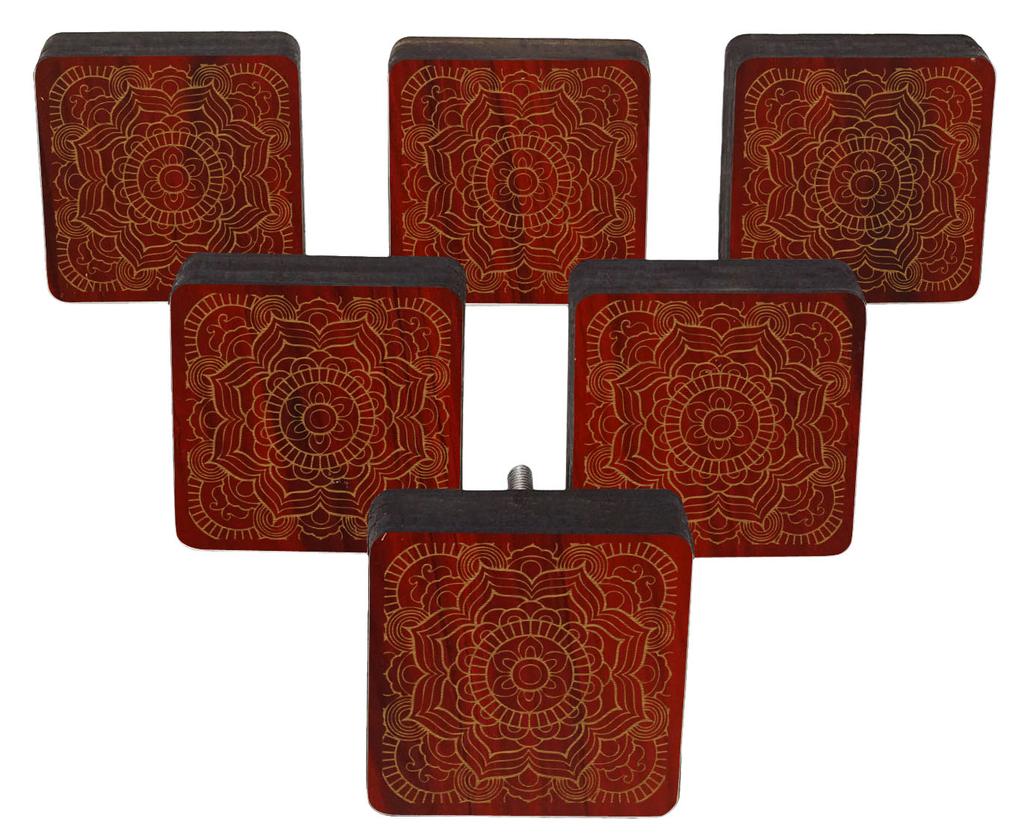 IBA Indianbeautifulart Коричневые ручки с гравировкой Набор из 10 деревянных дверных ручек для шкафа Ящик