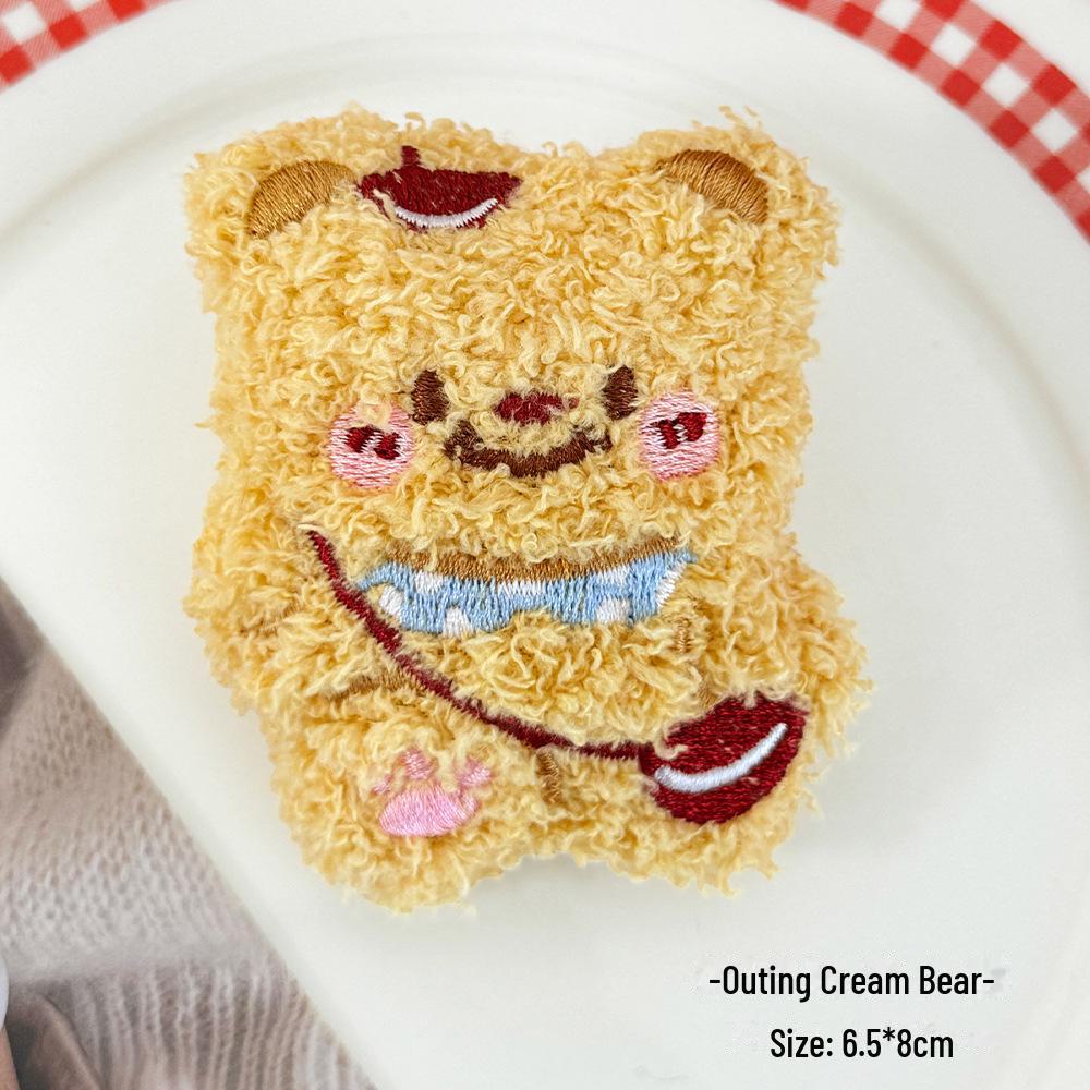 Мягкая брошь в виде молочно-желтого медведя - мультяшная кукла в подарок детям и детской одежде