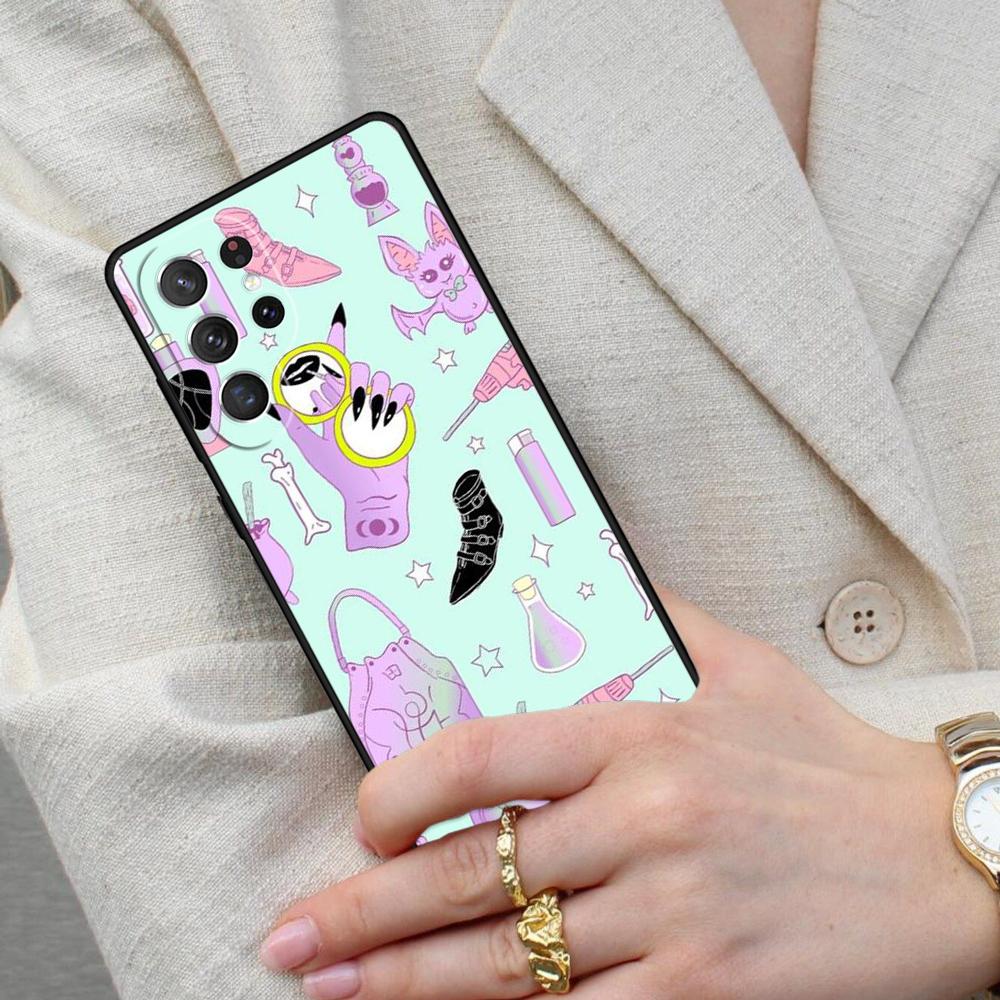 Girly Pastel Witch Goth Pattern Cell Phone Case for Samsung Galaxy S26 Ultra S25 S24 S23 S22 S21 S20 Note10 Cover