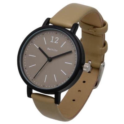 Часы аналоговые кожаный ремешок матовый черный бежевый Noal [Fieldwork] женские JN021-2