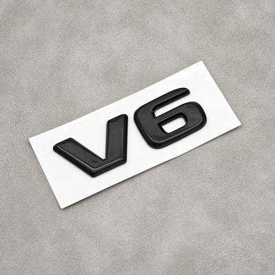 3D ABS V6 Логотип Черный Хром Буквы Значок Эмблема Наклейка Декаль на Задний Багажник Автомобиля