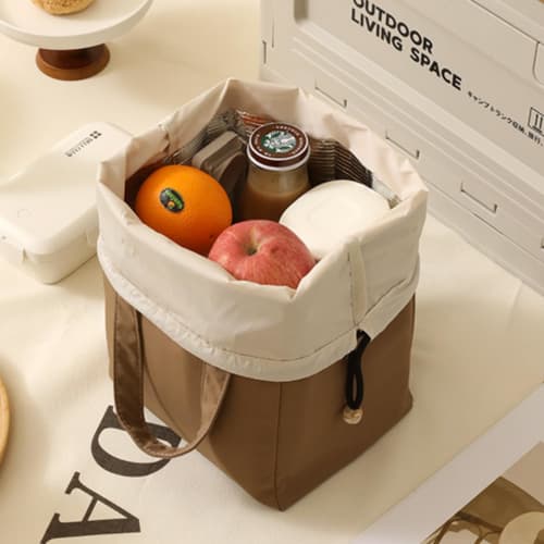 TIANZONG Insulated Lunch Bag, Bento Bag, Drawstring Bag with Aluminum Insulation, Large Capacity, Unisex, Kids, Commuter, School (Gray)