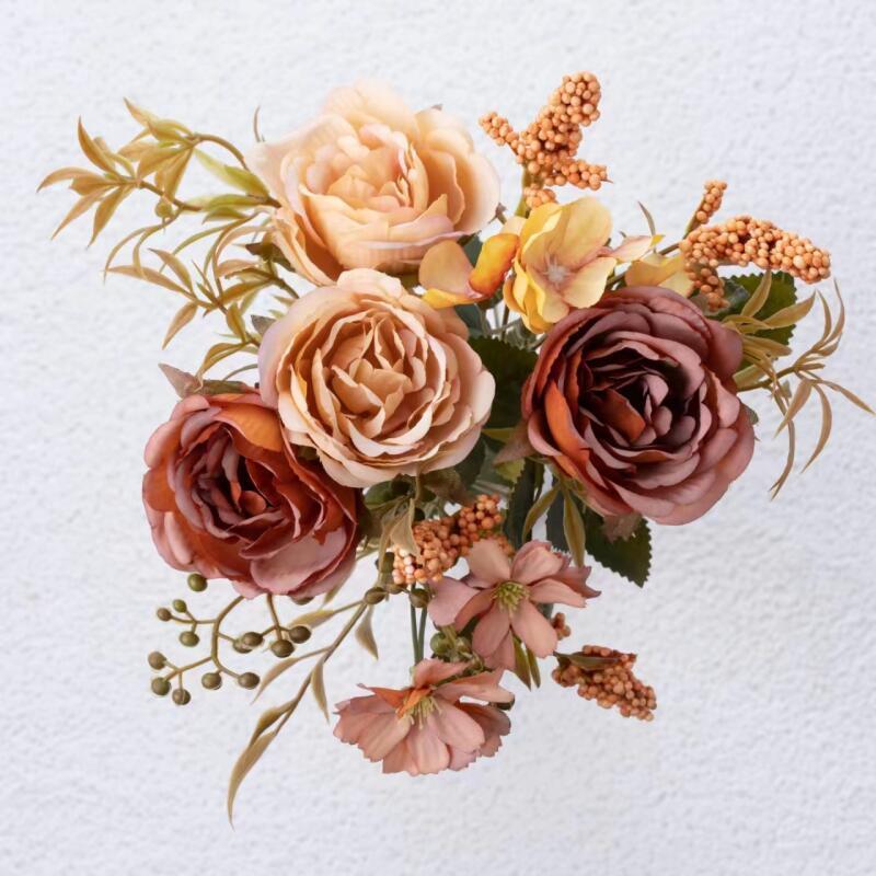 33cm Artificial Peony Flower 6 Heads Artificial Peony Flower Bouquet Wedding Decoration Home Garden Flower Bouquet Decoration