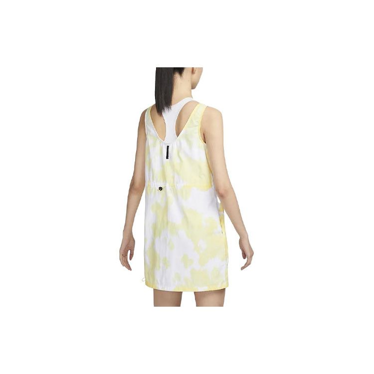 Nike Sportswear Tech Pack Logo Embroidered Tie-Dye Half-Zip Sleeveless Dress Women Dresses Lemon-Yellow DV8486-706