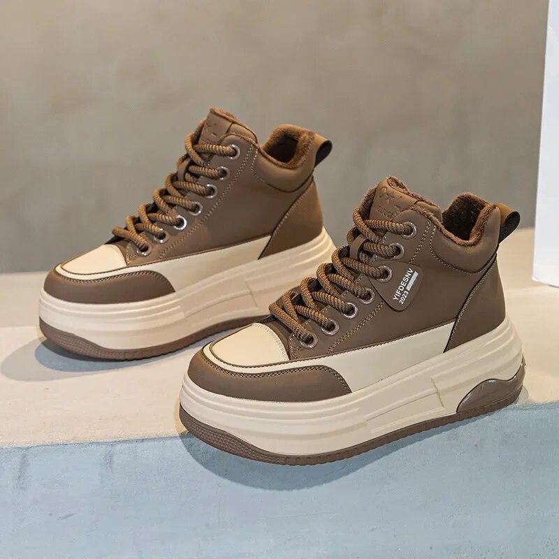 Fujin/7 см прочные мотоциклетные весенние осенние мотоциклетные кроссовки из натуральной кожи в британском стиле на плоской подошве на массивной подошве, женские туфли на платформе, ботинки на танкетке