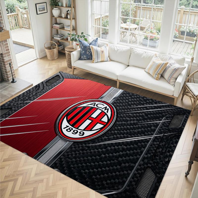 Дизайн AC Milan Кристальный Велюровый Ковер Уютный Не?Нескользящий ковер с принтом для спальни, гостиной, прихожей