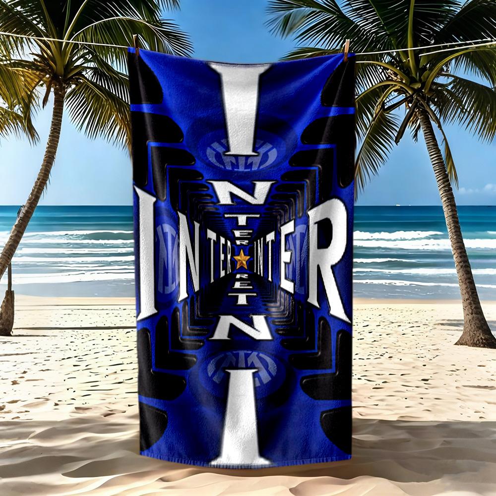 Inter Milan Beach Towel Super Soft Microfiber Quickdry Fabric Comfortable Lightweight