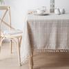 Jacquard Checkered Tablecloth,Cotton Linen Tassels Dust-Proof Table Cover,For Dinning Party Wedding Square Tabletop Decor