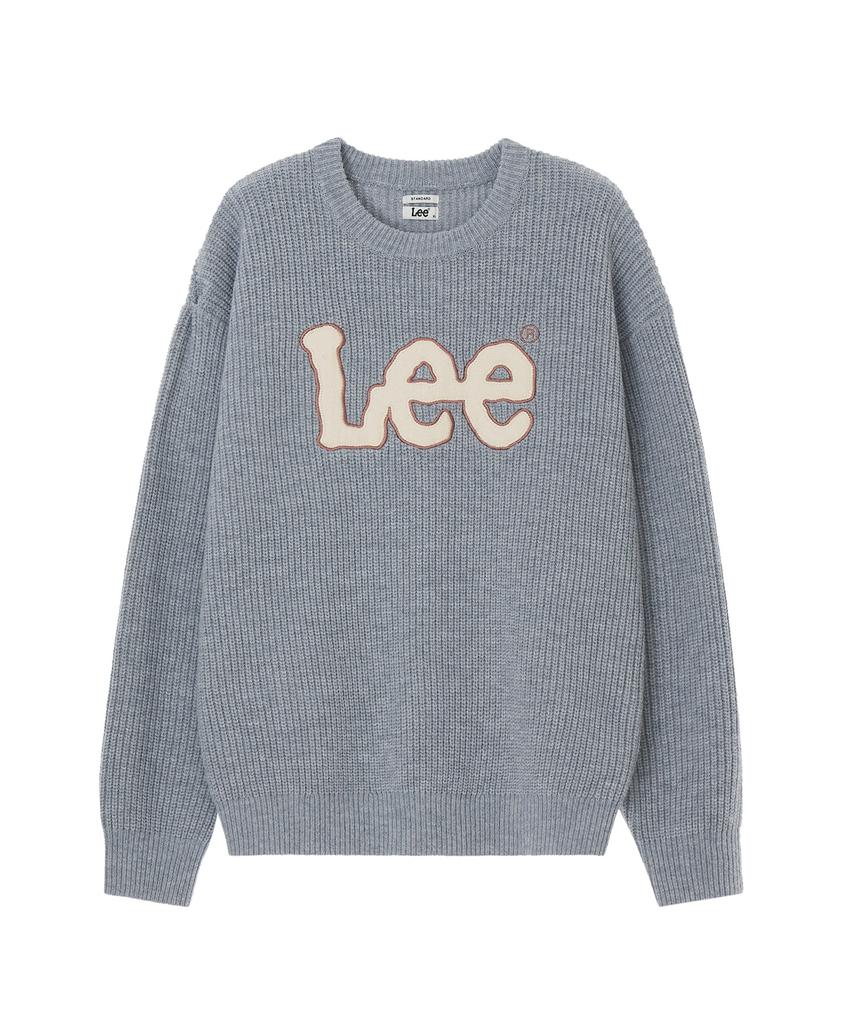 LEE Applique Big Twitch Logo Knit Light Gray