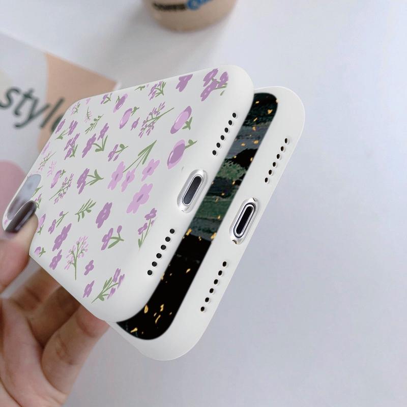 Мягкий силиконовый чехол с цветочным узором для Xiaomi Redmi Note 13 Pro 13C Samsung A55 M35 S24 iPhone Huawei Honor Realme Camera Защитный противоударный чехол