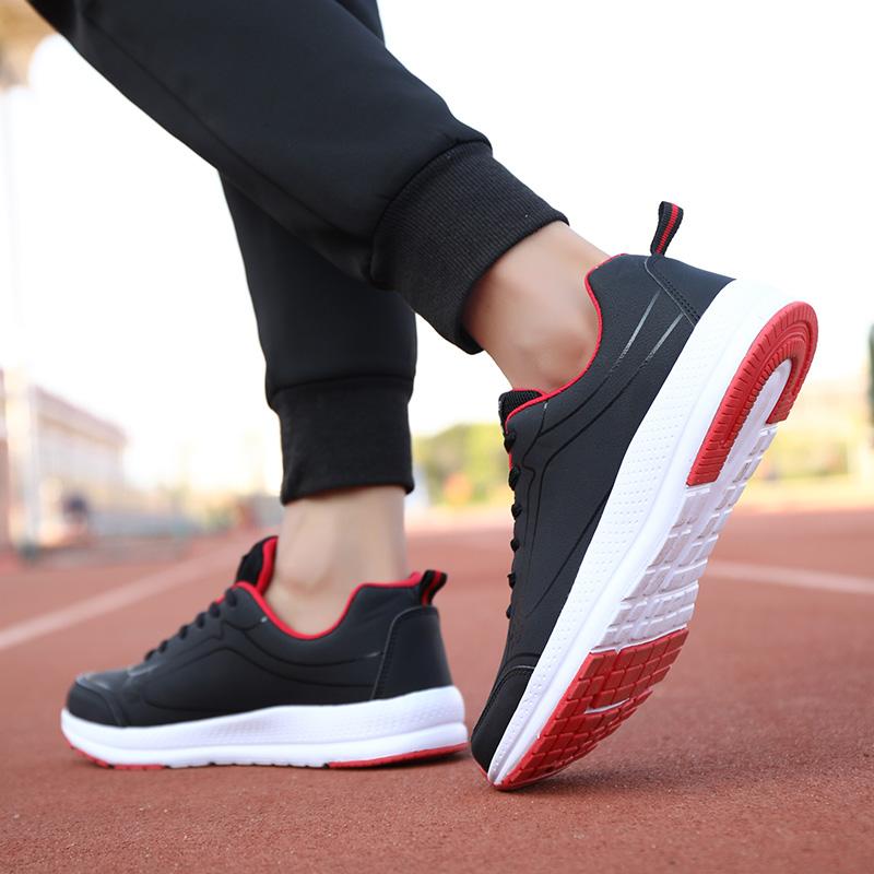 Модная беговая обувь Водонепроницаемые кроссовки из искусственной кожи Уличная спортивная обувь Мужские легкие кроссовки для ходьбы Повседневные кроссовки для мужчин Черные45