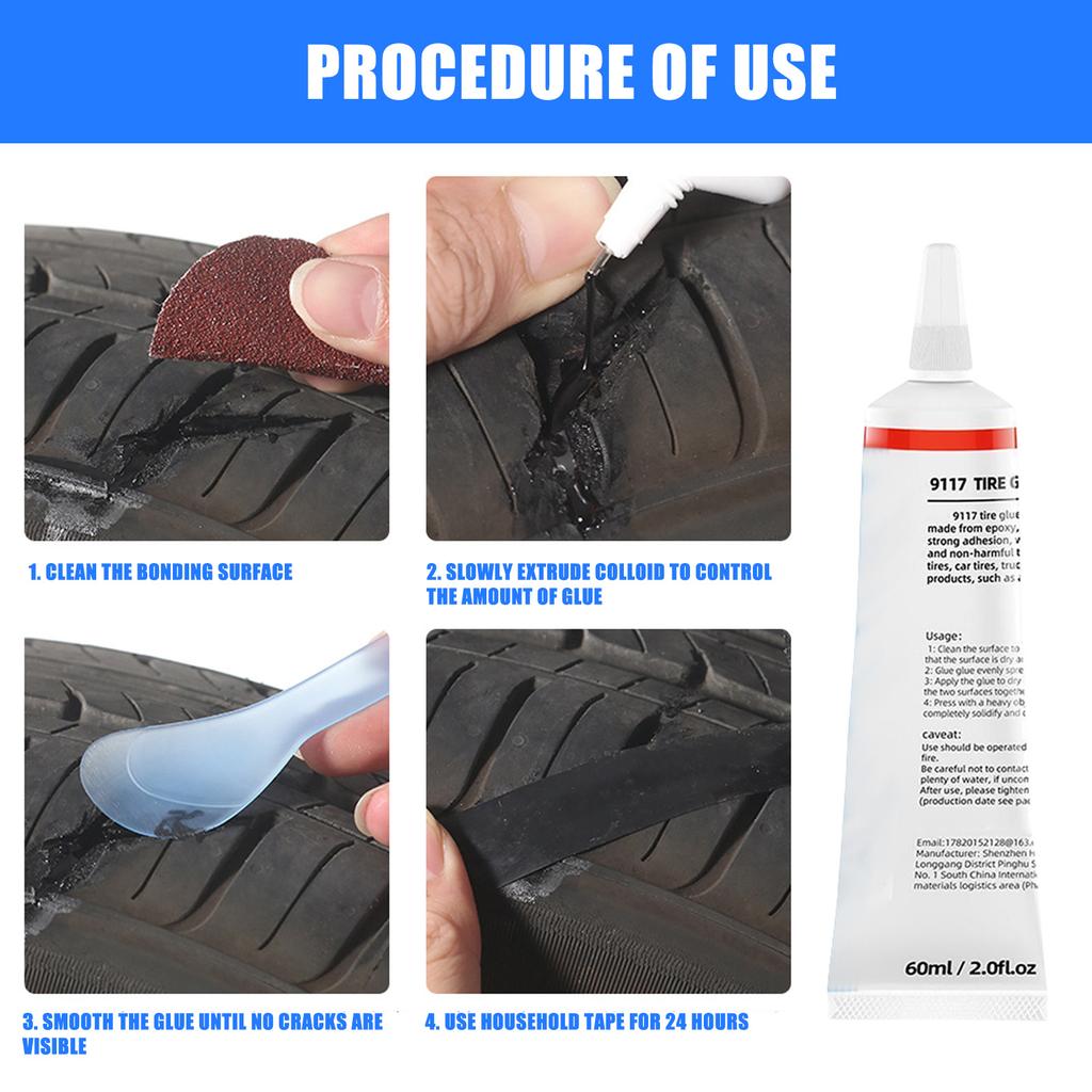 15ml/60ml Tire Sealant Rubber Strong Adhesive Tyre Repair Glue Rim Repair Kit for Car/Motorcycle/Bicycle Tire Patch Glue