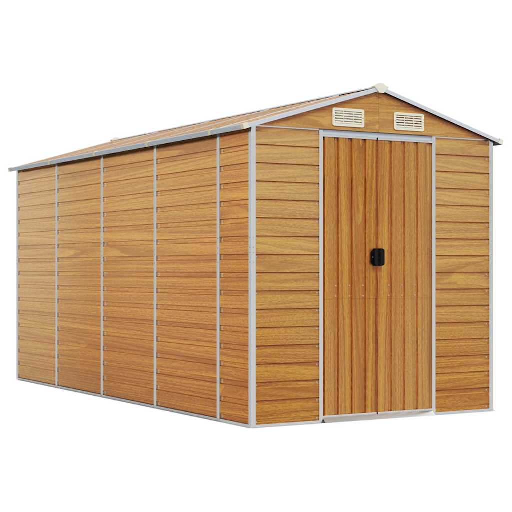 Garden Shed Light Brown 191 x 385 x 198 cm Galvanized Steel
