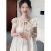 Sweet White Moonlight Retro Small Flying Sleeves Apricot Dress Women's Summer New Gentle Wind Loose Women's Thin Long Dress