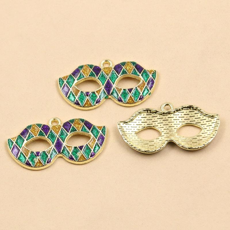 10 Styles Gold Drop Oil Pendant Charms for DIY Creative Mask & Party Jewelry Accessories