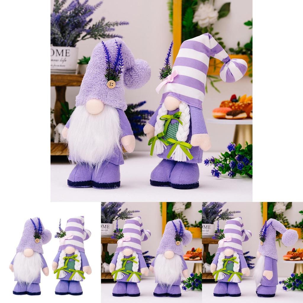 Весенний Лавандово-Фиолетовый Гном Фигурка Декор Ко Дню Матери с Полиэстером и Тканевыми Деталями
