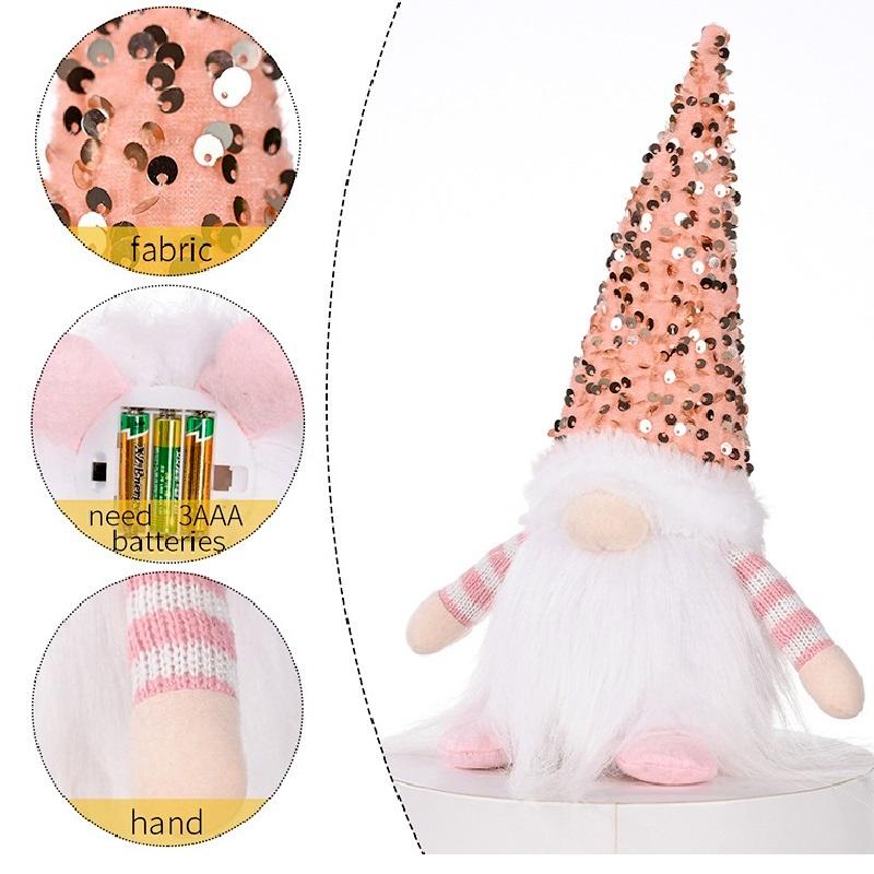 Креативный светящийся карлик Санта-Гном Рождественское украшение со шляпой Подарок Милая мультяшная плюшевая кукла Новогодний подарок