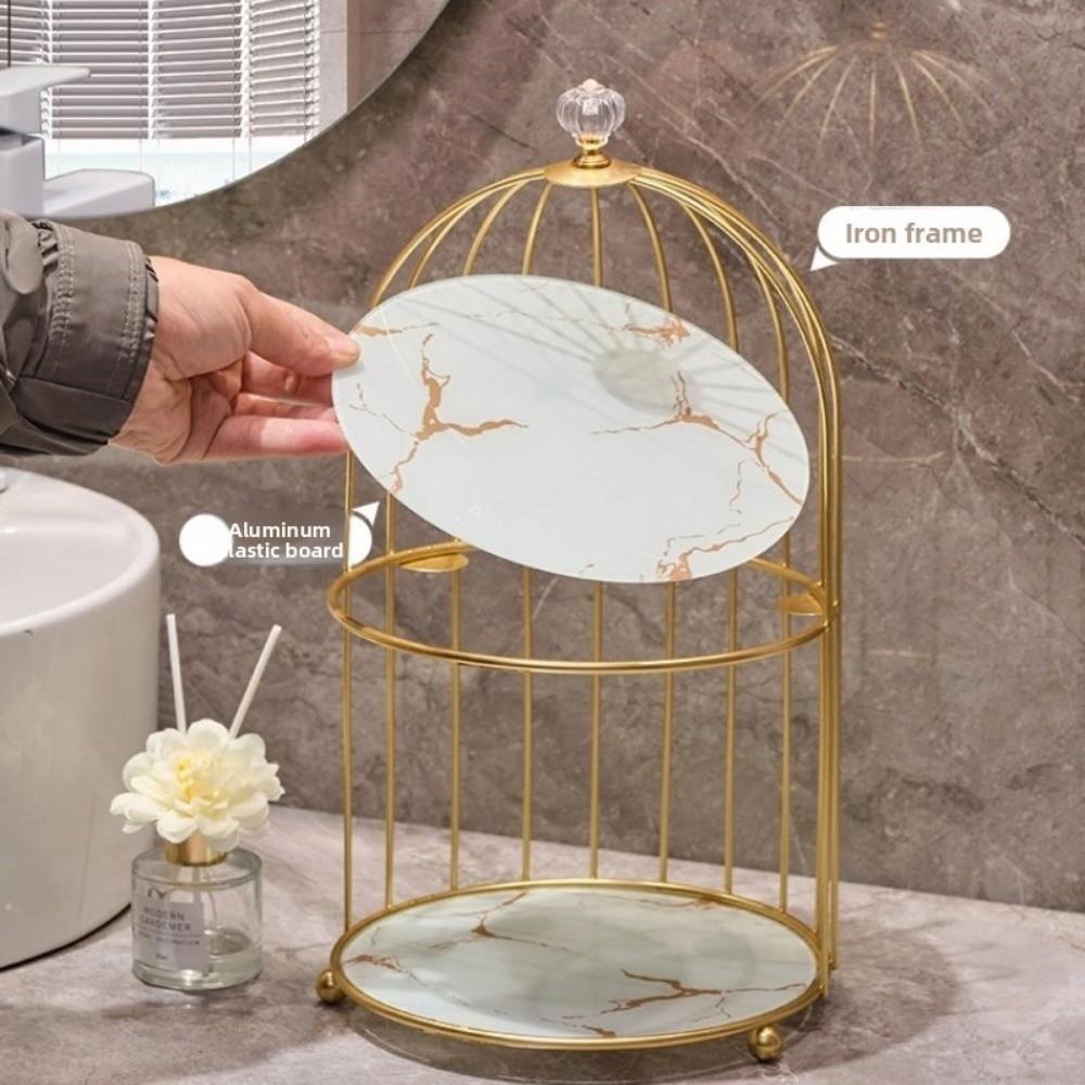 Косметическая полка из кованого железа, большая вместимость, держатель в виде птичьей клетки, современная полка для хранения макияжа, стеллаж для хранения