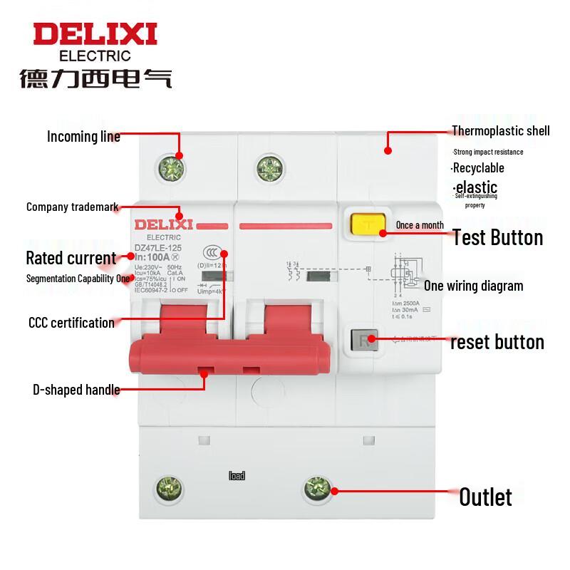 DELIXI DZ47LE-125 Residual Current Circuit Breaker
