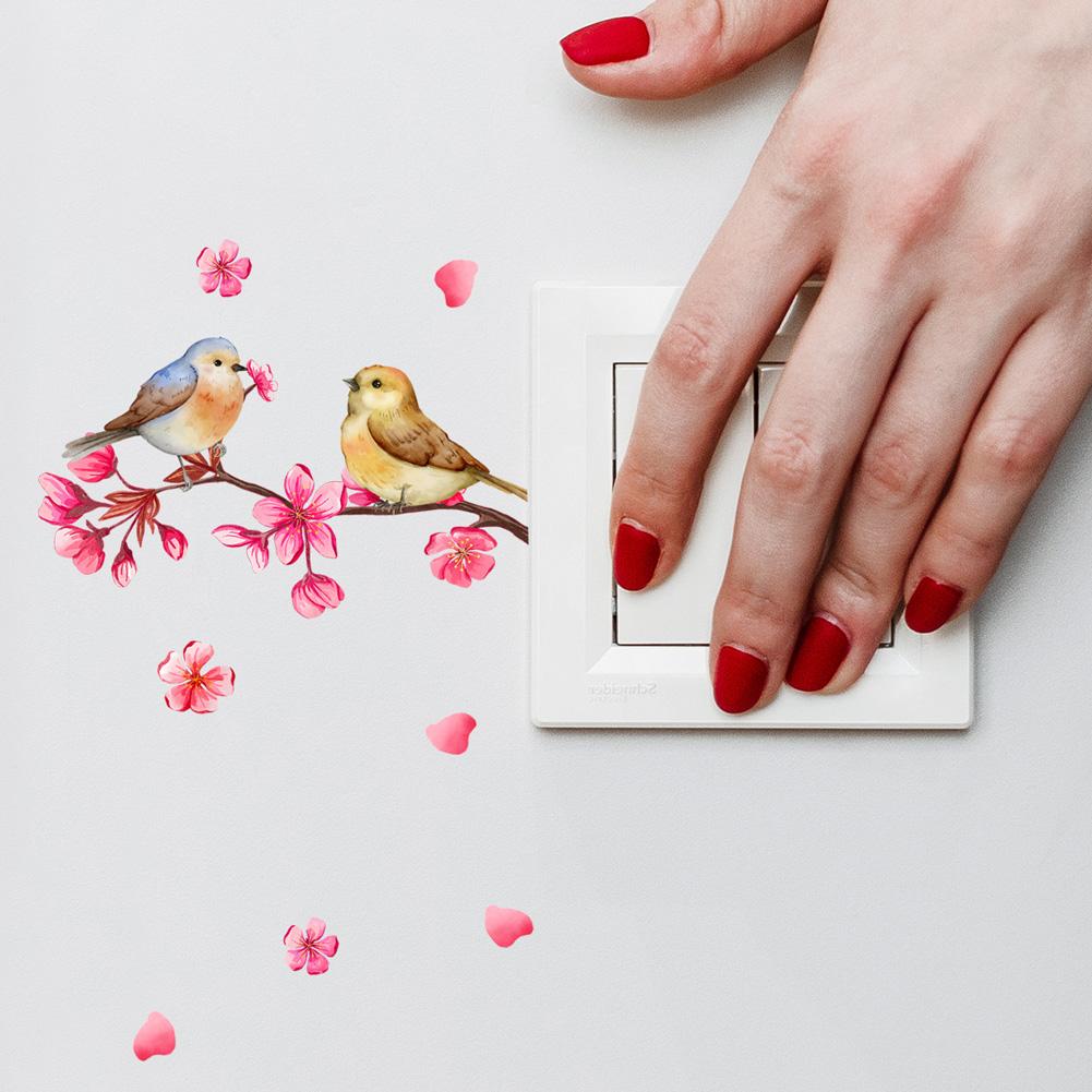 Мультфильм Панда Птица Цветок Наклейка на выключатель Детская комната Спальня Для украшения стены Фреска Самоклеящаяся наклейка для домашнего декора Милые животные