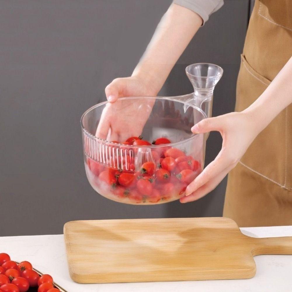 Transparent Automatic Washer Bowl Fast Draining Fruit Wash Basket Berries Washer  Picnics