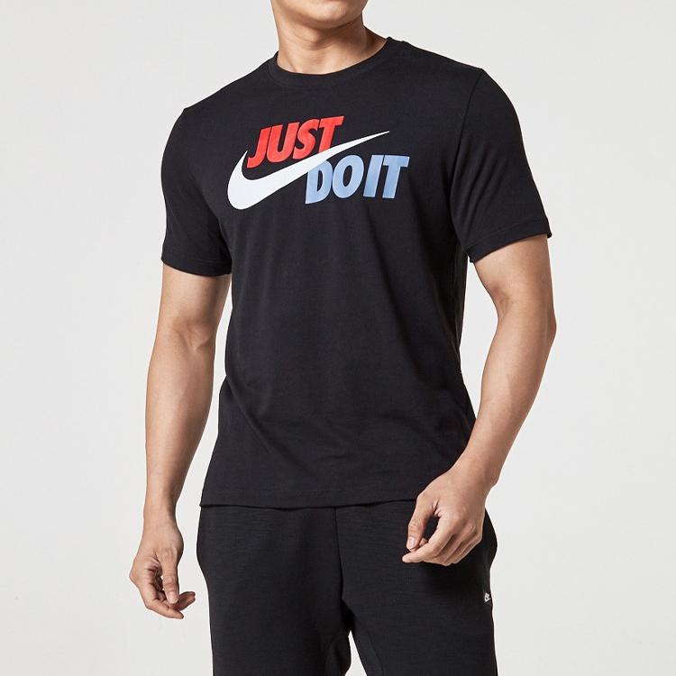 Nike Just Do It Large Logo Print Casual Sports Short Sleeve T-Shirt Men Tops Black AR5007-010