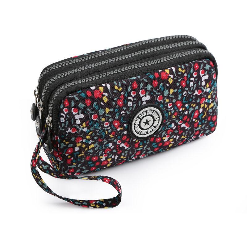 2023 Waterproof Women's Three-layer Zipper Coin Wallet Cosmetic Bag Canvas Women Purse Clutch Women's Purse Best Phone Wallet