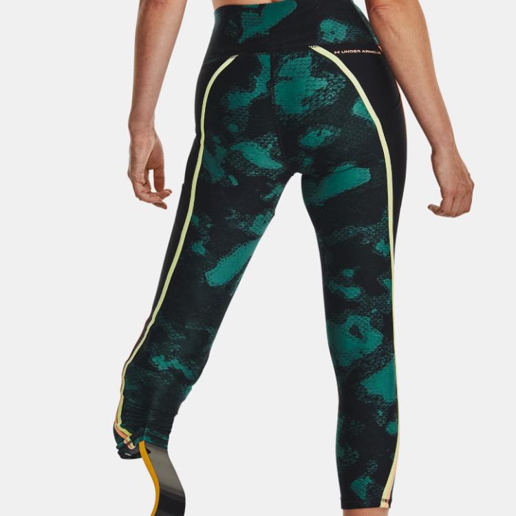 Under Armour Project Rock Printed Compression Capri Брюки женские низы бирюзовый 1377954-722