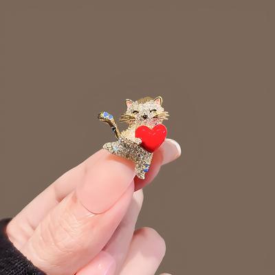Изысканная, маленькая и милая, любящая кошка, брошь, высококачественная женская антибликовая пряжка, булавка, мини-украшение для корсажа