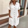 Women's Trendy Dress Summer Simple V-neck Button Skirt Women's Clothing