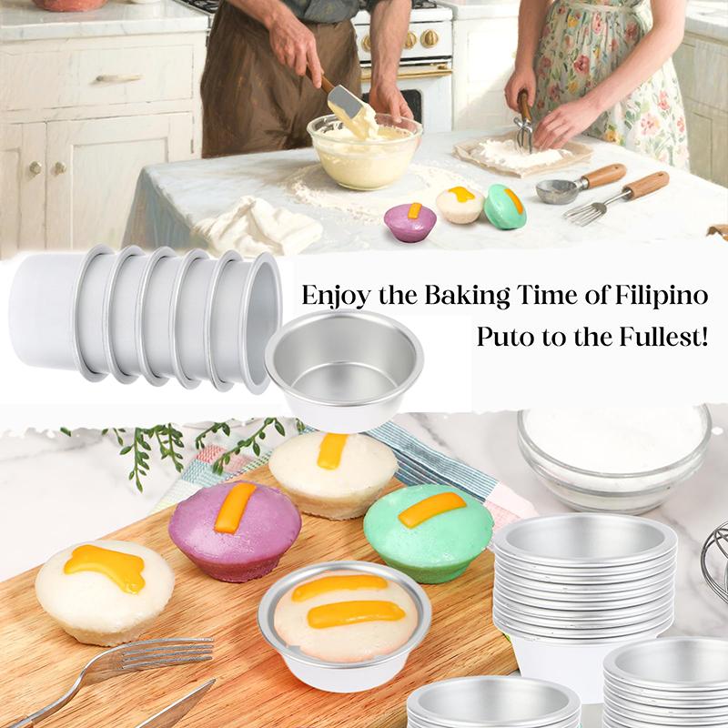 10Pcs Puto Cake Mold Aluminum Alloy Egg Tart Cup Cupcake Kitchen Baking Mold Mini Round Baking Oven Pan Pastry Dessert Mould