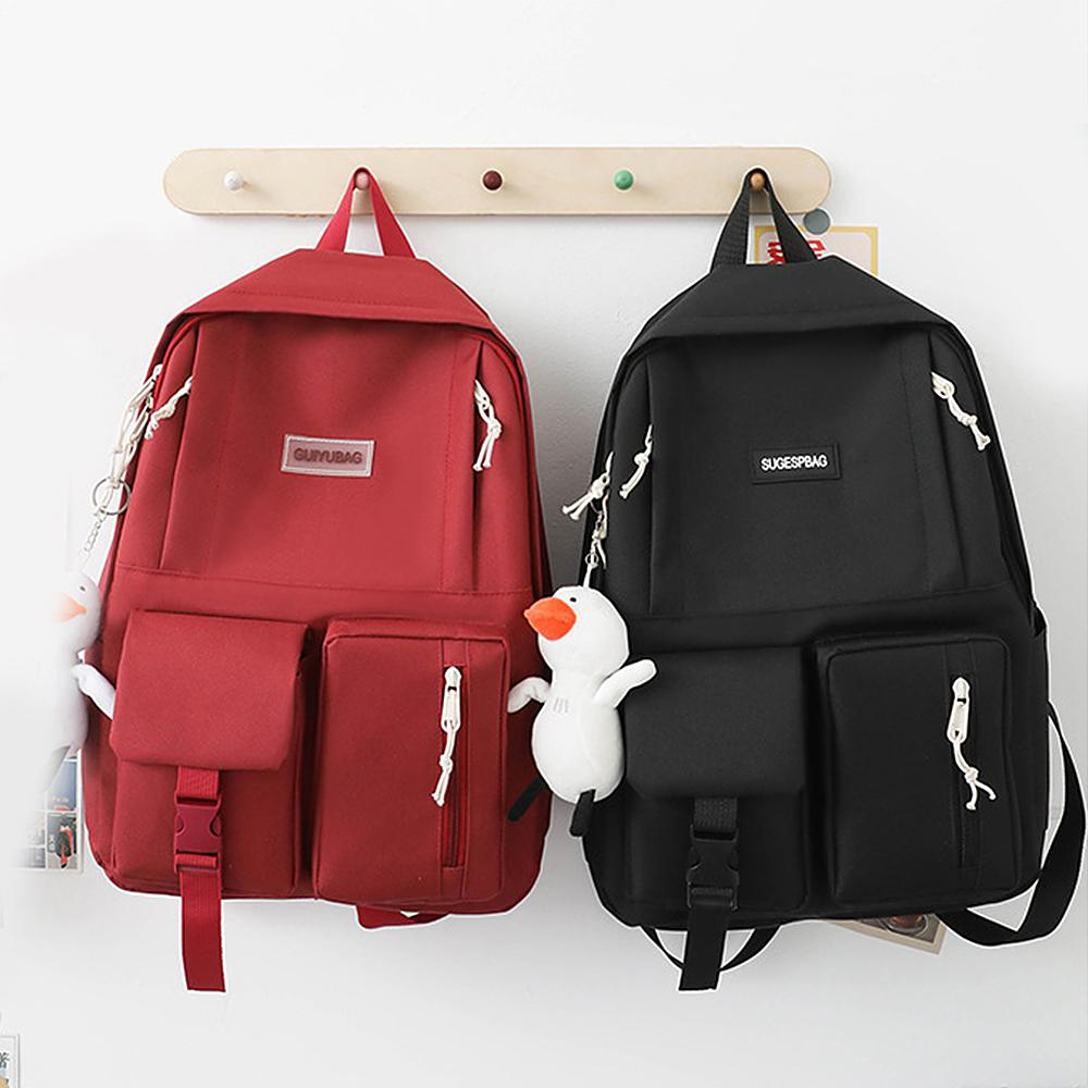 4 шт. Холщовый рюкзак Комбинированный набор Школьные сумки с сумкой через плечо Пенал Повседневная школьная сумка для