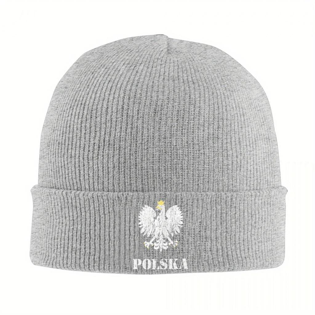 New Polska Vintage Poland Polish Flag Knit Hat Beanies Autumn Winter Hats Warm Unisex Casual Polish Eagle Caps for Unisex Women Gif