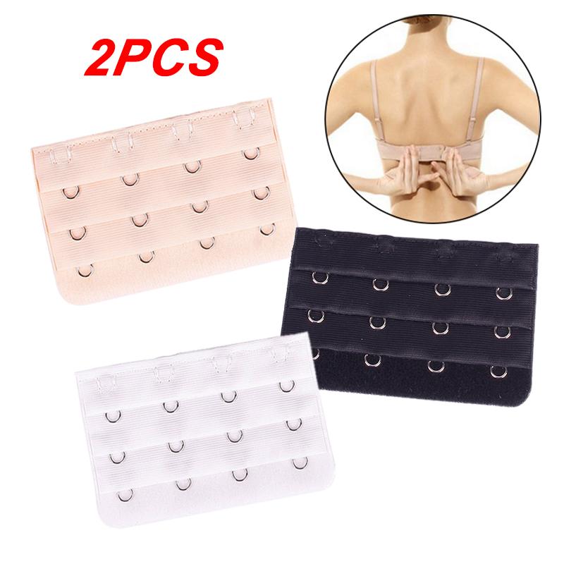 2PCS Soft Flexible Comfort Bra Extender Strap Extension 4 Hooks