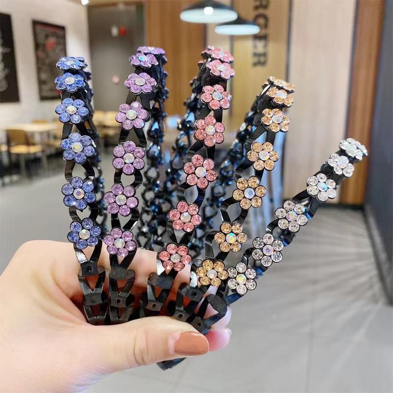 Fashion Pearl Non-Slip Rhinestone Hairbands Elastic Flower Women Hair Hoop Bands Headband Bezel Girls Hair Accessories Headdress