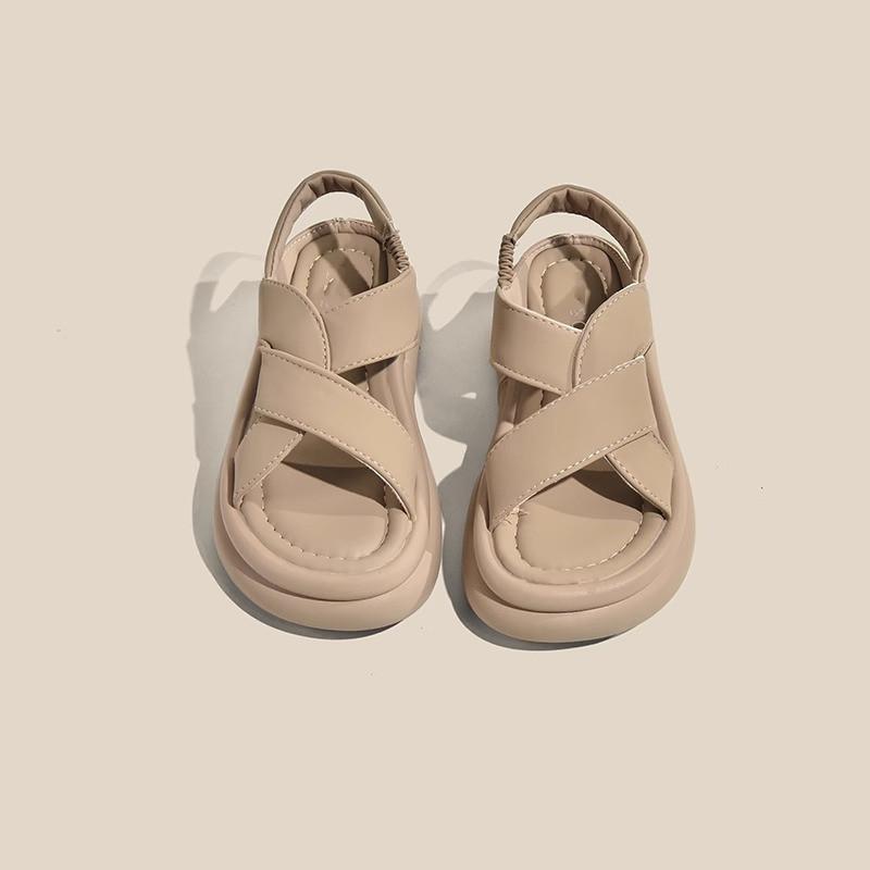 French Beautiful Sandals Women's Summer Wear 2025 New High-end Skirt Versatile Thick-soled Roman Cool Slippers