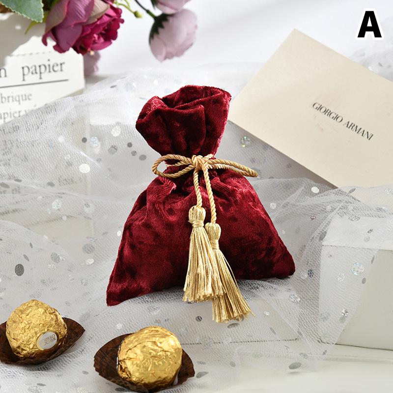 Корейский бархатный мешочек на кулиске с кисточкой, бархатная конфетница, подарочные мешочки, мешочки для хранения конфет, органайзер для ювелирных изделий для свадьбы, дня рождения, вечеринки