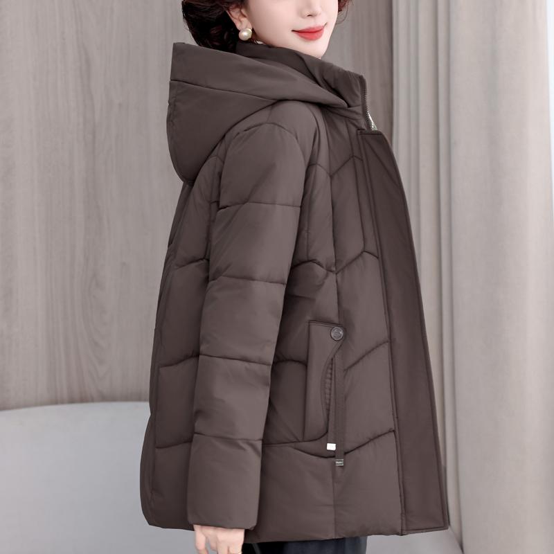 Plus Size XL-5XL Middle Age Woman Winter Coats Hooded Elegant Loose Thick Warm Parkas Female Jacket