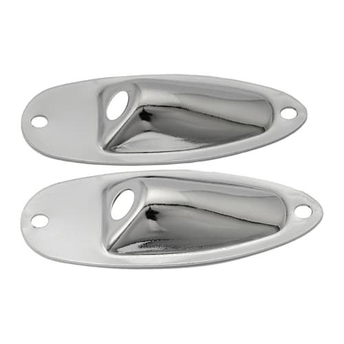 Musiclily Basic Boat-Shaped Strat Jack Plate for Strat Electric Guitar, Chrome (Pack of 2)