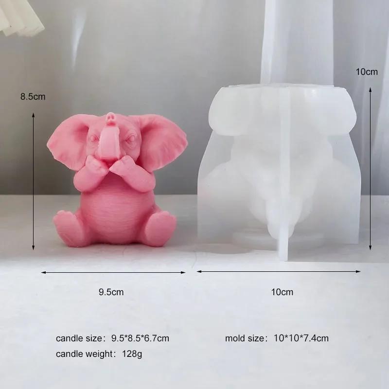 Baby Elephant Candle Mold DIY Chocolate Handmade Soap Gypsum Epoxy Resin Silicone Mould Home Decoration Ornaments 2023 New