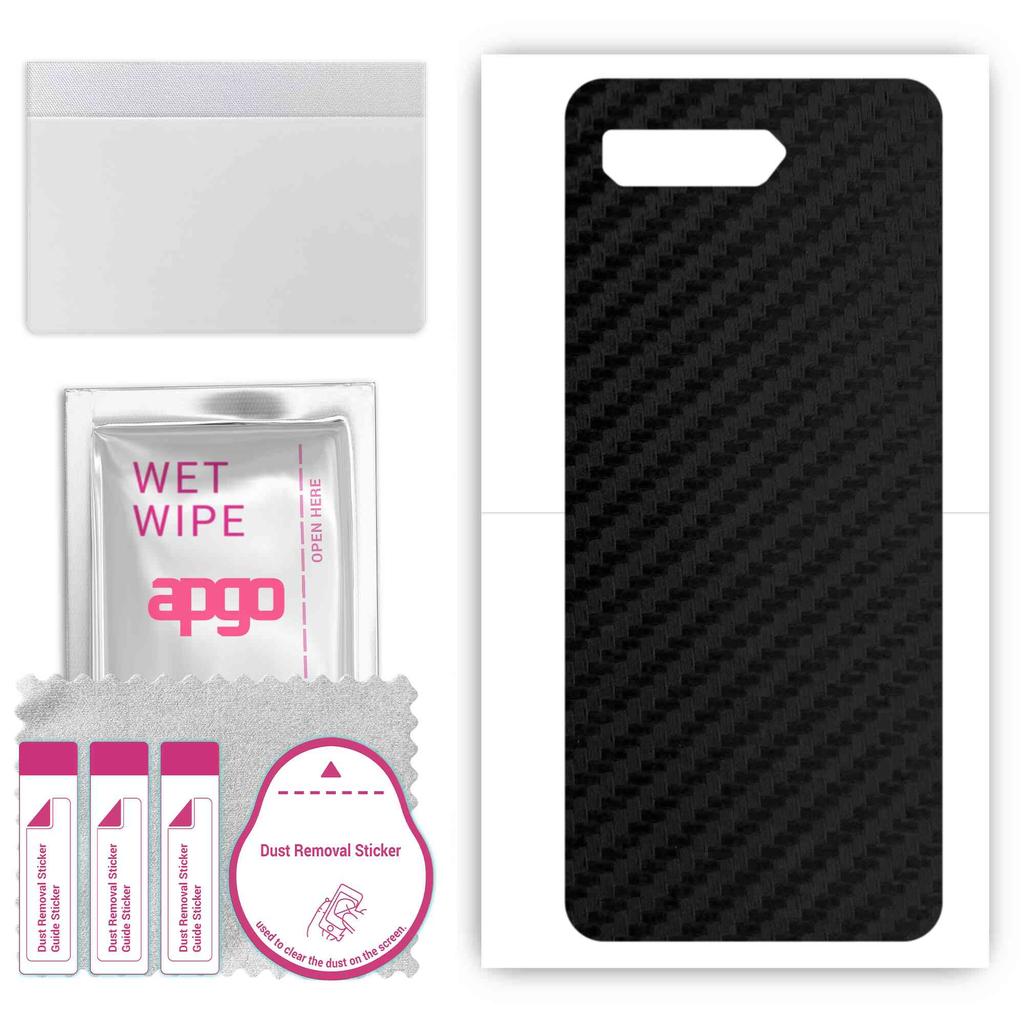 apgo Protective Skin Sticker for the Back Compatible with Asus ROG Phone 5s, Wrap Film, Foil, Vinyl - Pattern Carbon Black