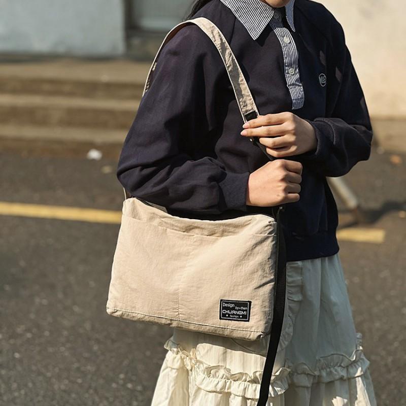 Minimalist Nylon Crossbody Bag Small Shoulder Women Daily Use Lightweight Square Urban Chic